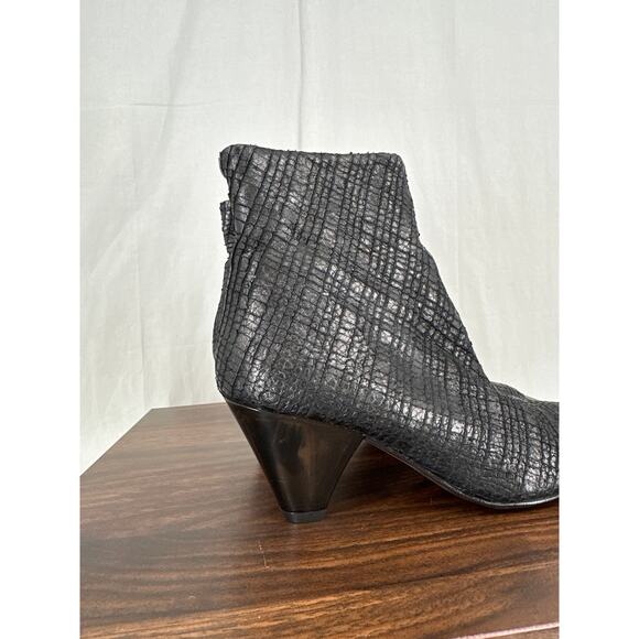 Free People Boots Womens 36 6 Black Leather Ankle Bootie Zip Lucite Heel Western - Picture 7 of 8